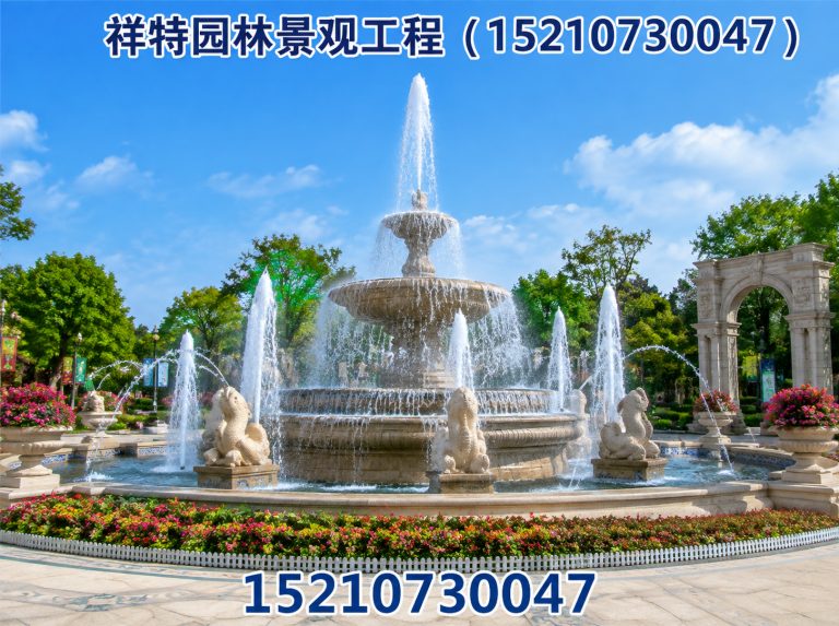 容城县人工湖喷泉展示图
